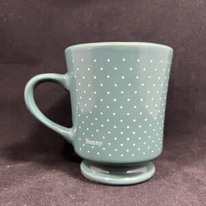 Sunny Craft Hand Painted Stoneware Restaurant Mug Green Polka Dot Korea Coffee